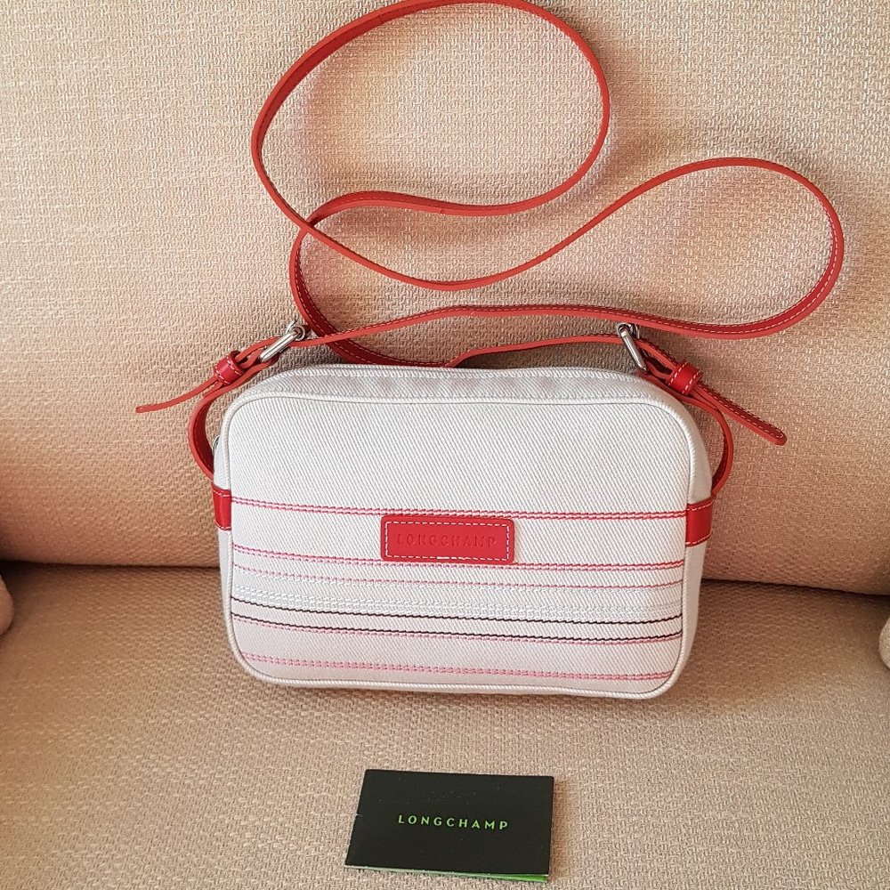 Longchamp Canvas/ Leather Crossbody Bag with Adjustable Strap